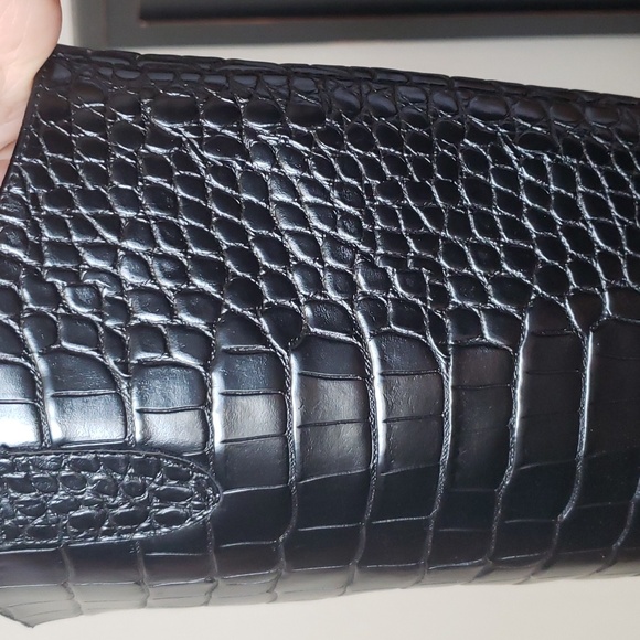 Shu Shop Black Croc Fitted Over-Knee Pointed Heeled Boots Women's Size 9 - Picture 12 of 17